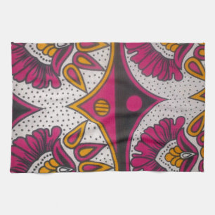 Colourful African Fabric Motif Art Print Kitchen Towel