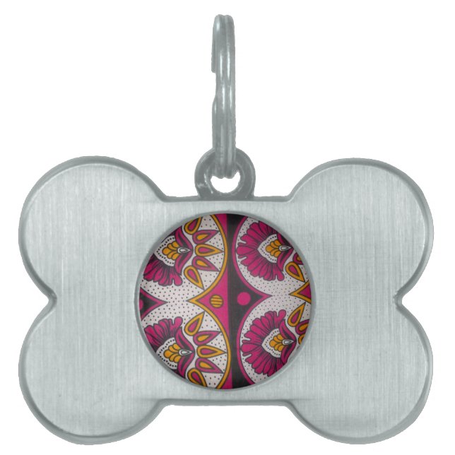 Colourful African Fabric Motif Art Print Pet Tag (Front)