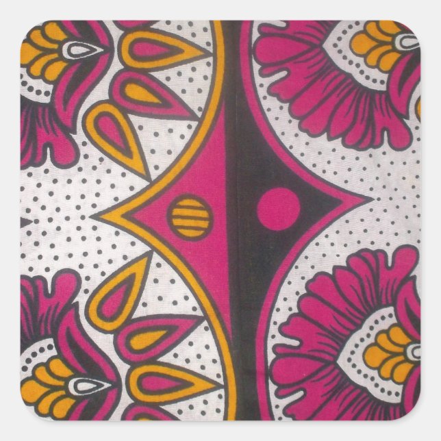 Colourful African Fabric Motif Art Print Square Sticker (Front)