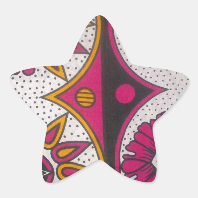 Colourful African Fabric Motif Art Print Star Sticker (Front)