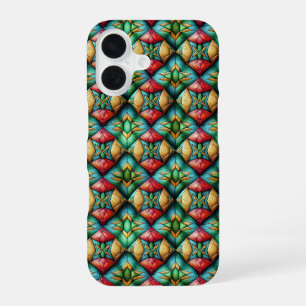 Colourful African-Inspired Geometric Mosaic Patter iPhone 16 Case