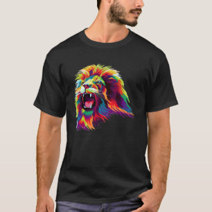 Colourful African Lion Portrait Pop Style T-Shirt