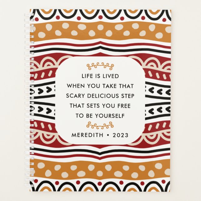 Colourful African Motif Pattern Motivational Quote Planner (Front)