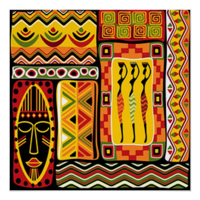 Colourful African Pattern Print Collage (Front)