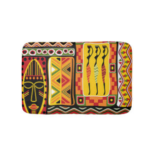 Colourful African Pattern Print Collage Bath Mat