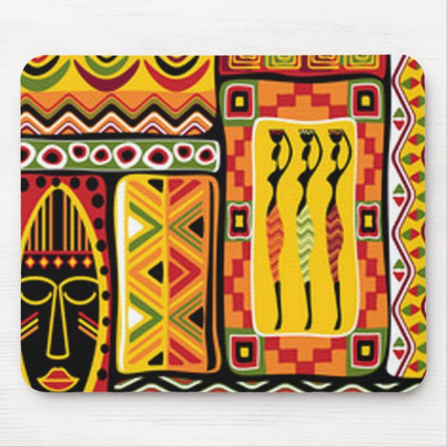 Colourful African Pattern Print Collage Mouse Pad (Front)