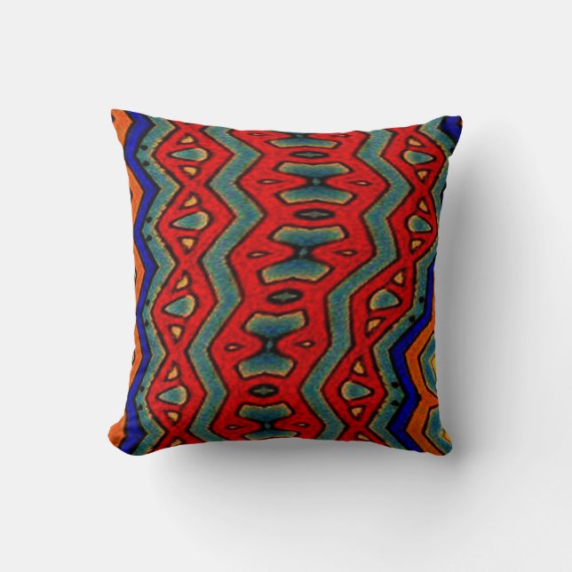 Colourful African Print Throw Pillow (Front)