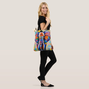 Colourful African Safari Elephant Tote Bag