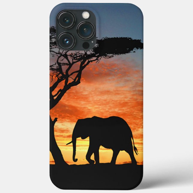 Colourful African Safari Sunset Elephant Silhouett Case-Mate iPhone Case (Back)