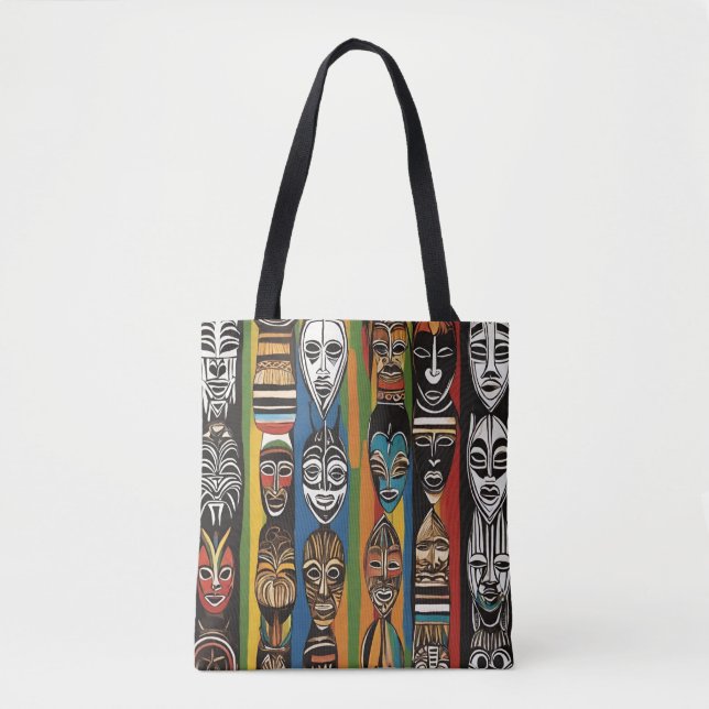 Colourful African Tribal Masks Tote (Front)