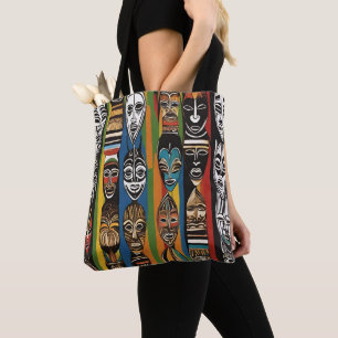 Colourful African Tribal Masks Tote Bag