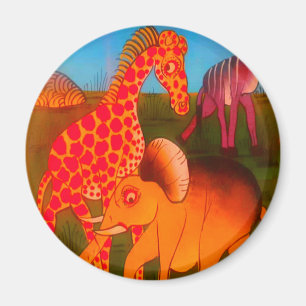Colourful  African wild animal safari colours Magnet