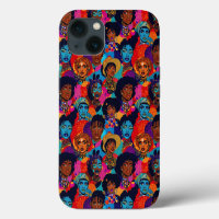 Colourful African women on blue