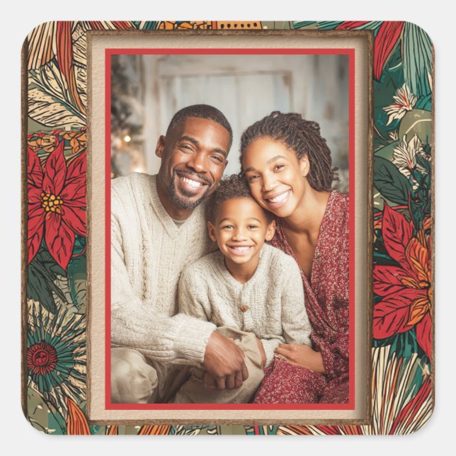 Colourful Afro-Boho Merry Christmas  Square Sticker (Front)