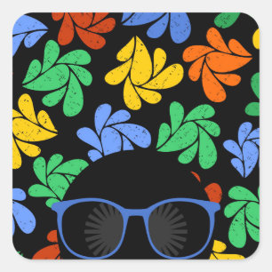 Colourful Afro Love Square Sticker