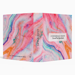 Colourful Agate Abstract Faux Marble Binder