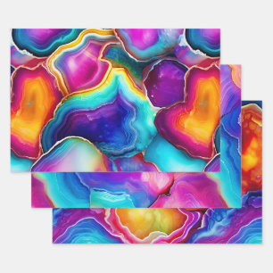 Colourful Agate Abstract with Swirling Layers Wrapping Paper Sheet