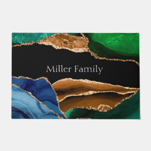 Colourful Agate and Gold Personalized Doormat