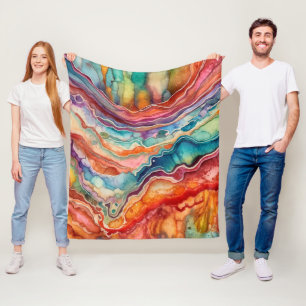 Colourful Agate Geode Gemstone (2) Fleece Blanket