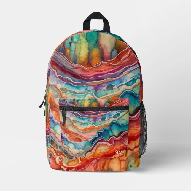 Colourful Agate Geode Gemstone (3) Printed Backpack (Front)