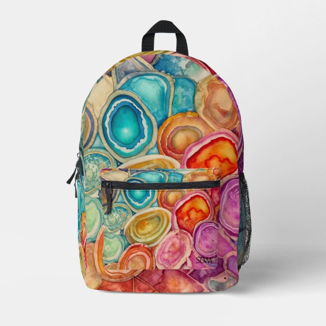 Colourful Agate Geode Gemstone (4) Printed Backpack (Front)