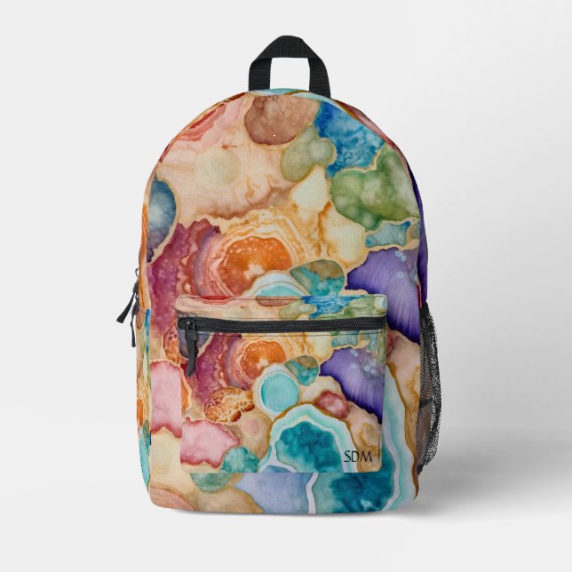 Colourful Agate Geode Gemstone (7) Printed Backpack (Front)