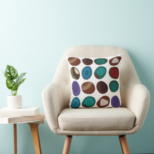 Colourful Agate Stone Crystal Healer Throw Pillow