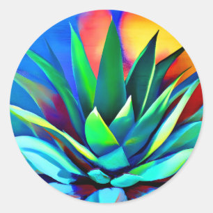 Colourful Agave plant  Classic Round Sticker