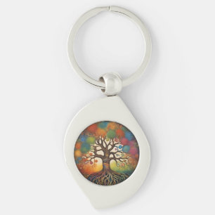 Colourful Ai Generated Tree of Life Keychain