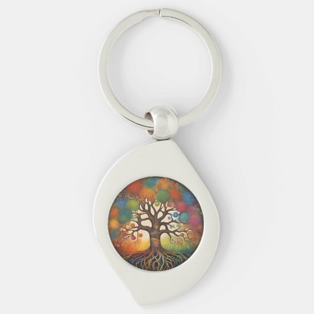 Colourful Ai Generated Tree of Life Keychain (Front)