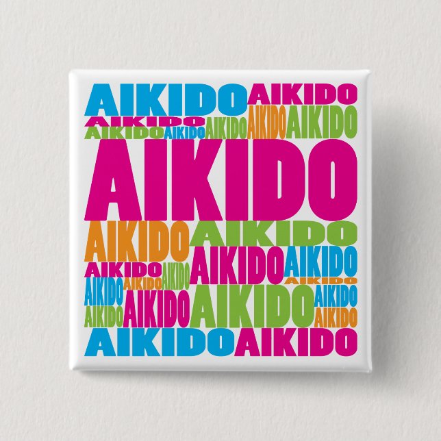 Colourful Aikido 2 Inch Square Button (Front)