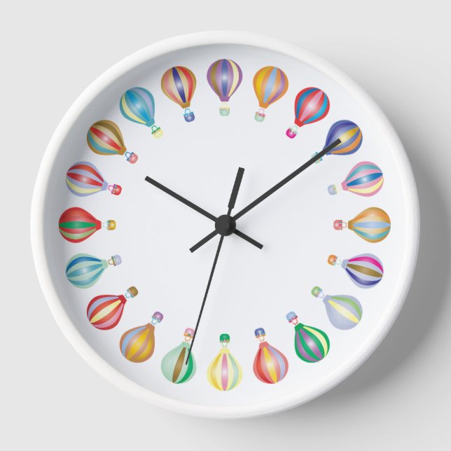 Colourful air balloon wall clock (Front)