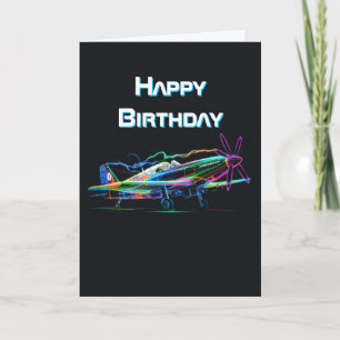 Colourful Airplane Flying, Aviation Birthday Card
