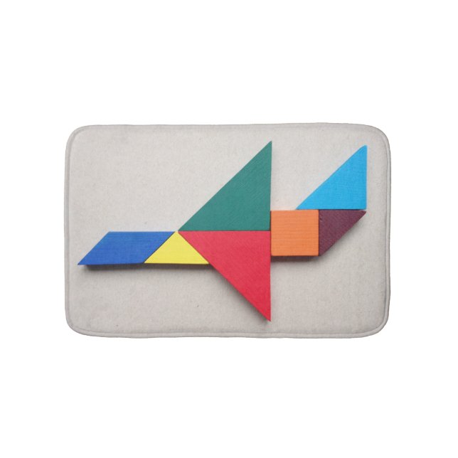 Colourful airplane Tangram Bath Mat (Front)