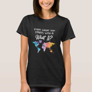 Colourful Airplane Travel Map Souvenir - Cool Worl T-Shirt