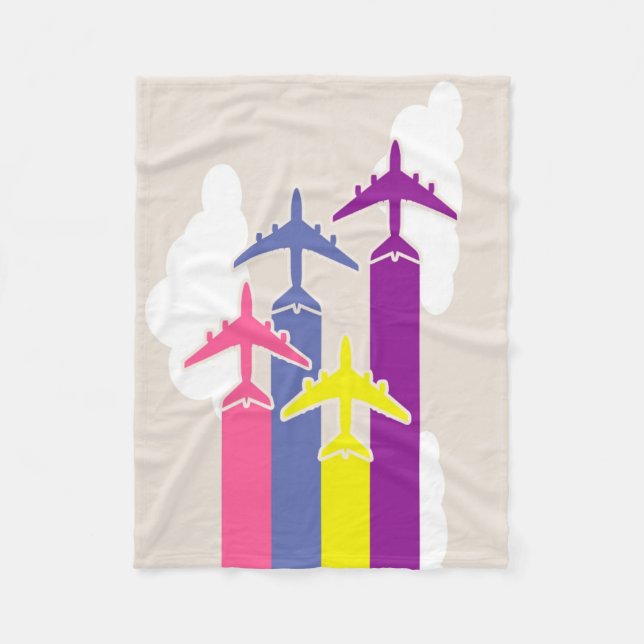 Colourful airplanes fleece blanket (Front)