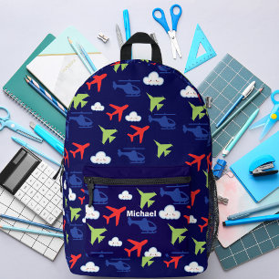 Colourful Airplanes Funny clouds Navy Blue Custom  Printed Backpack