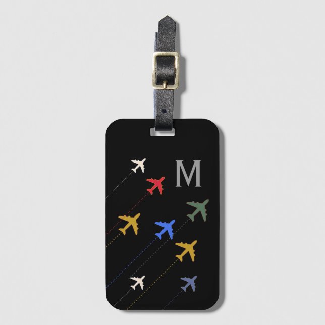 colourful airplanes luggage tag (Front Vertical)
