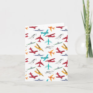 Colourful Airplanes Pattern Card