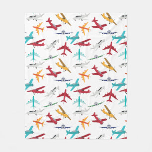 Colourful Airplanes Pattern Fleece Blanket