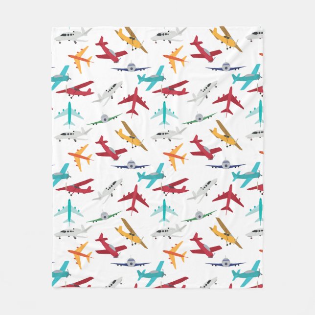 Colourful Airplanes Pattern Fleece Blanket (Front)