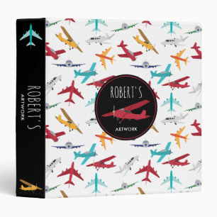 Colourful Airplanes Pattern Kids Artwork Keepsake Binder