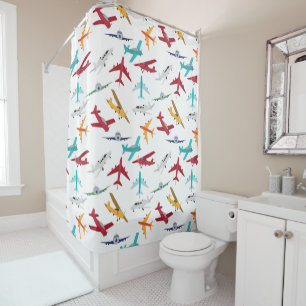 Colourful Airplanes Pattern Kids Bathroom