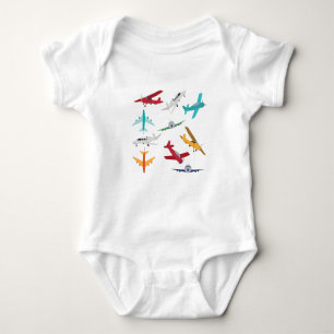 Colourful Airplanes Pattern Kids Bathroom Baby Bodysuit