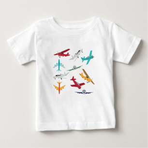 Colourful Airplanes Pattern Kids Bathroom Baby T-Shirt
