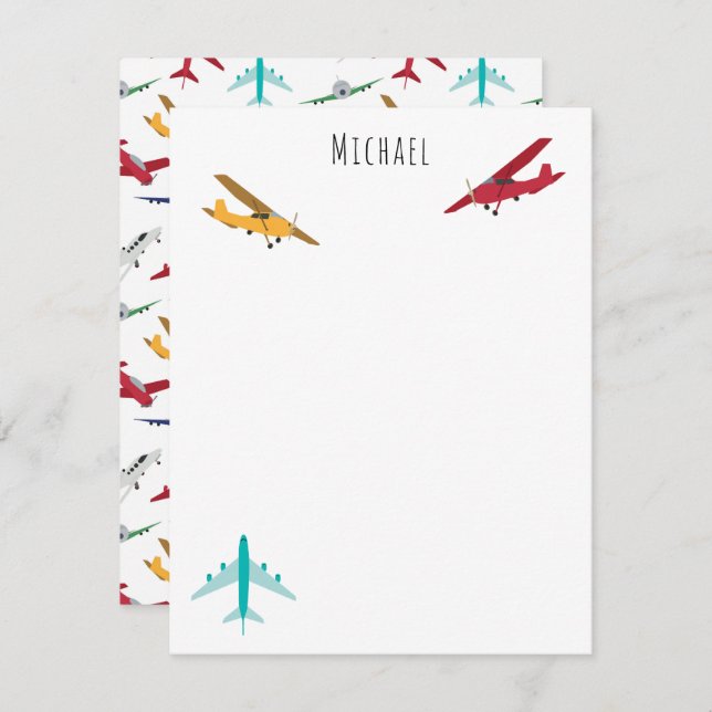 Colourful Airplanes Pattern Kids Custom Name Card (Front/Back)