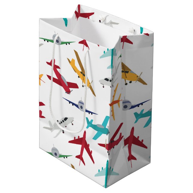 Colourful Airplanes Pattern Medium Gift Bag (Front Angled)