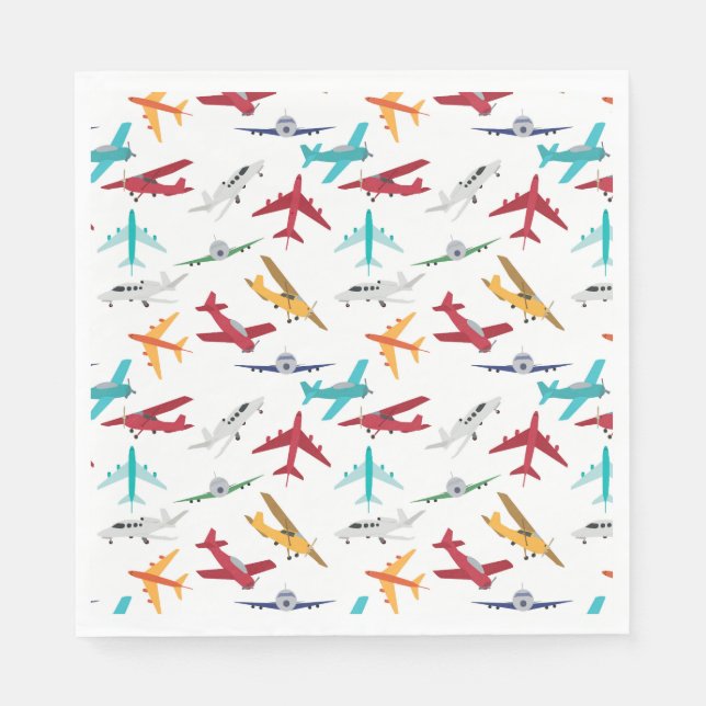 Colourful Airplanes Pattern Napkin (Front)
