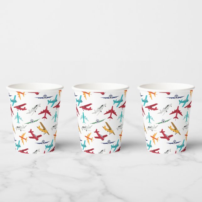 Colourful Airplanes Pattern Paper Cups (Multi)