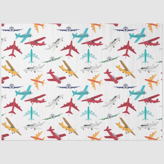 Colourful Airplanes Pattern Tissue Paper (Front)